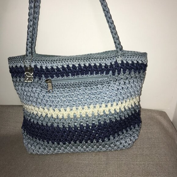 Vintage Lina Woven Knit Multi-Striped Bag, Tote - Picture 16 of 16